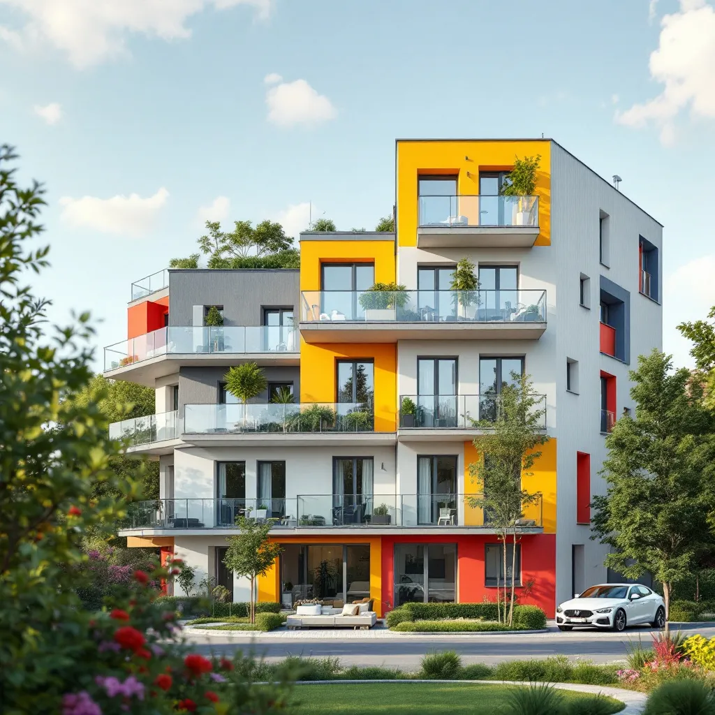Vue moderne d'un programme immobilier neuf en France