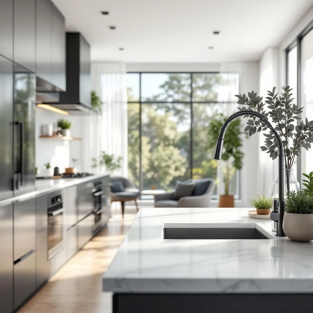 Vue intérieure d'un appartement neuf avec des finitions modernes