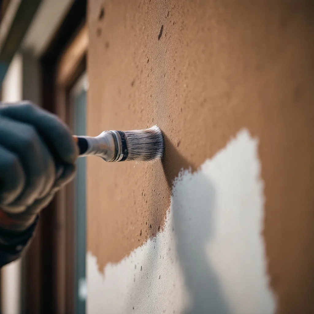 Artisan effectuant un ravalement de façade en été au Beausset