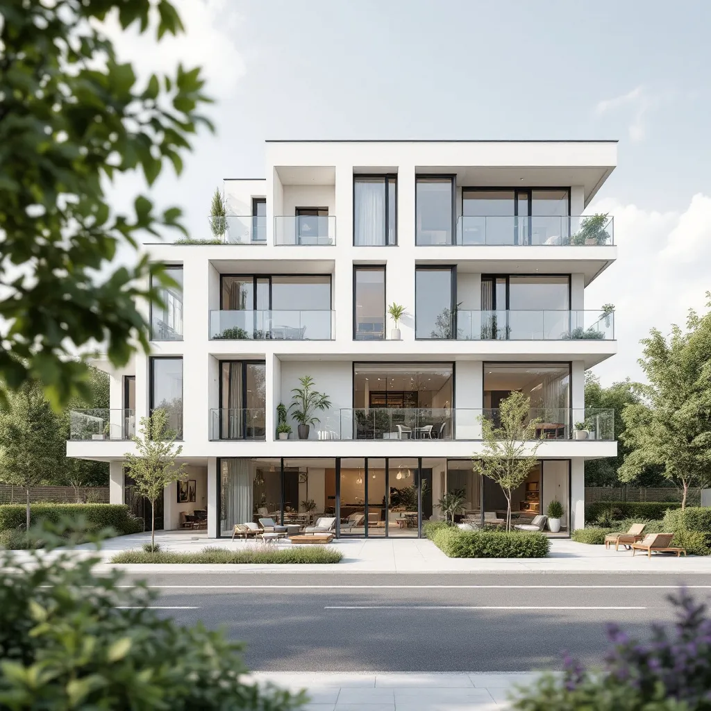 Vue panoramique d'un quartier résidentiel moderne avec de nouveaux immeubles