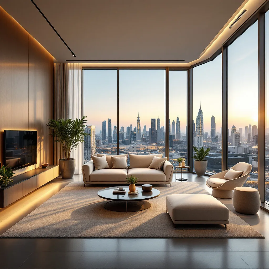 luxurious apartment in Dubai with a view of the skyline