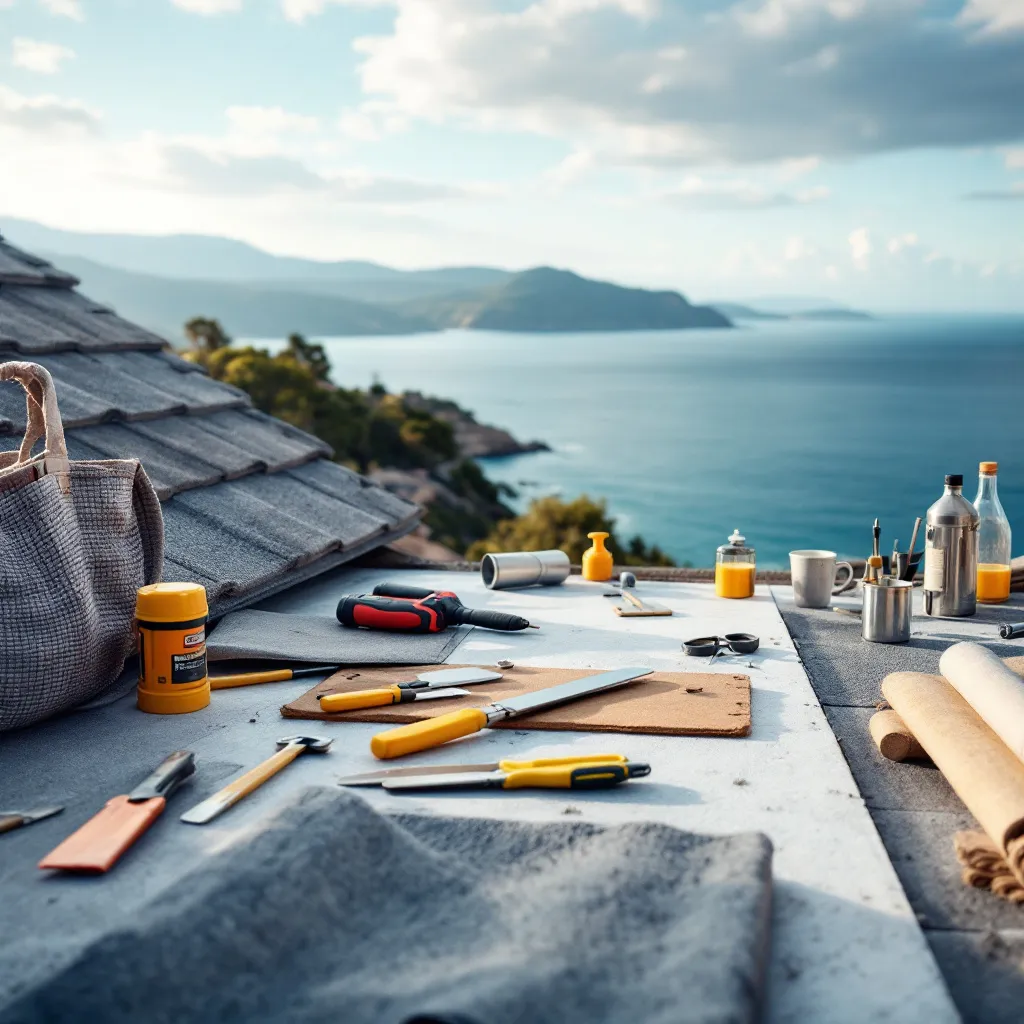 Vue aérienne de toitures à Nice en bord de mer