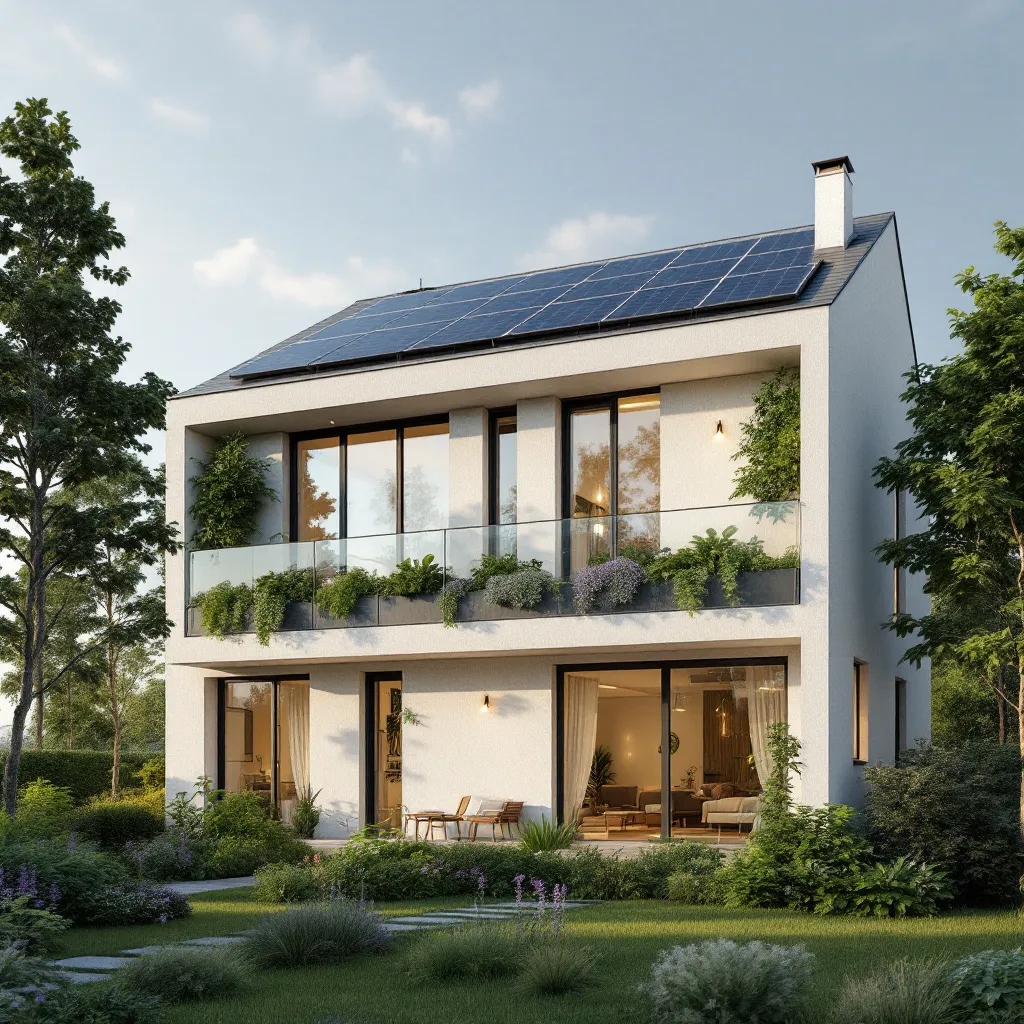Vue d'un complexe immobilier neuf respectant la norme RE2020