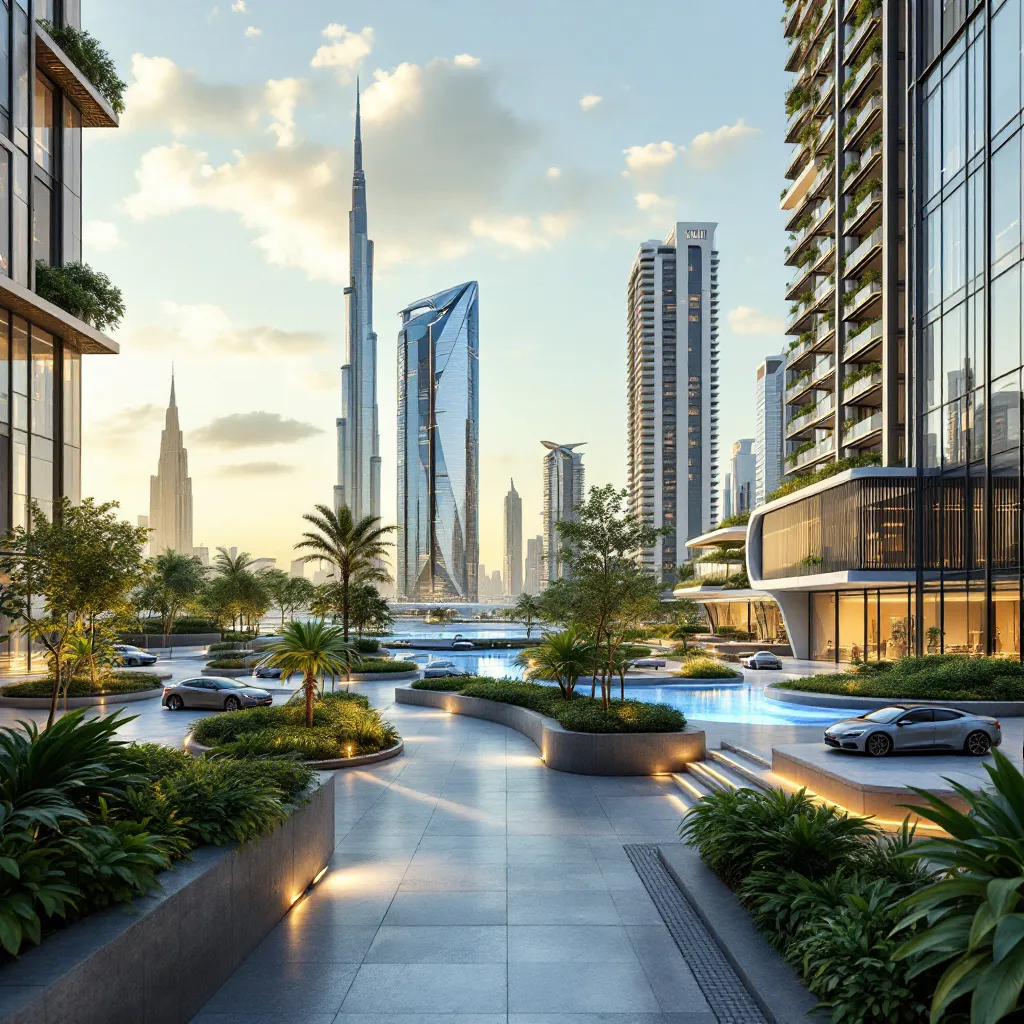 Skyline of Dubai showcasing smart city developments