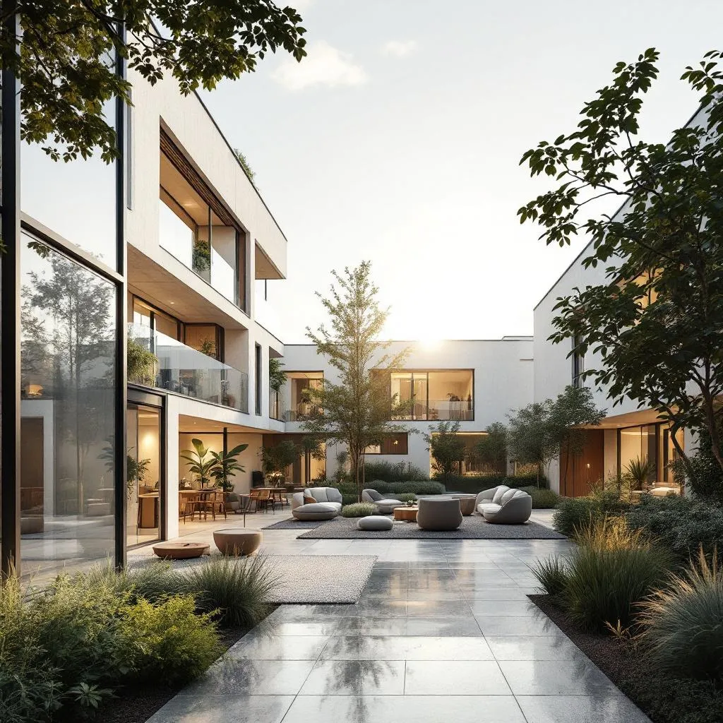 Vue panoramique d'un programme immobilier neuf moderne en France