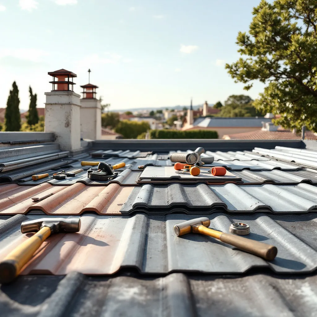 artisan couvreur travaillant sur une toiture à Toulon