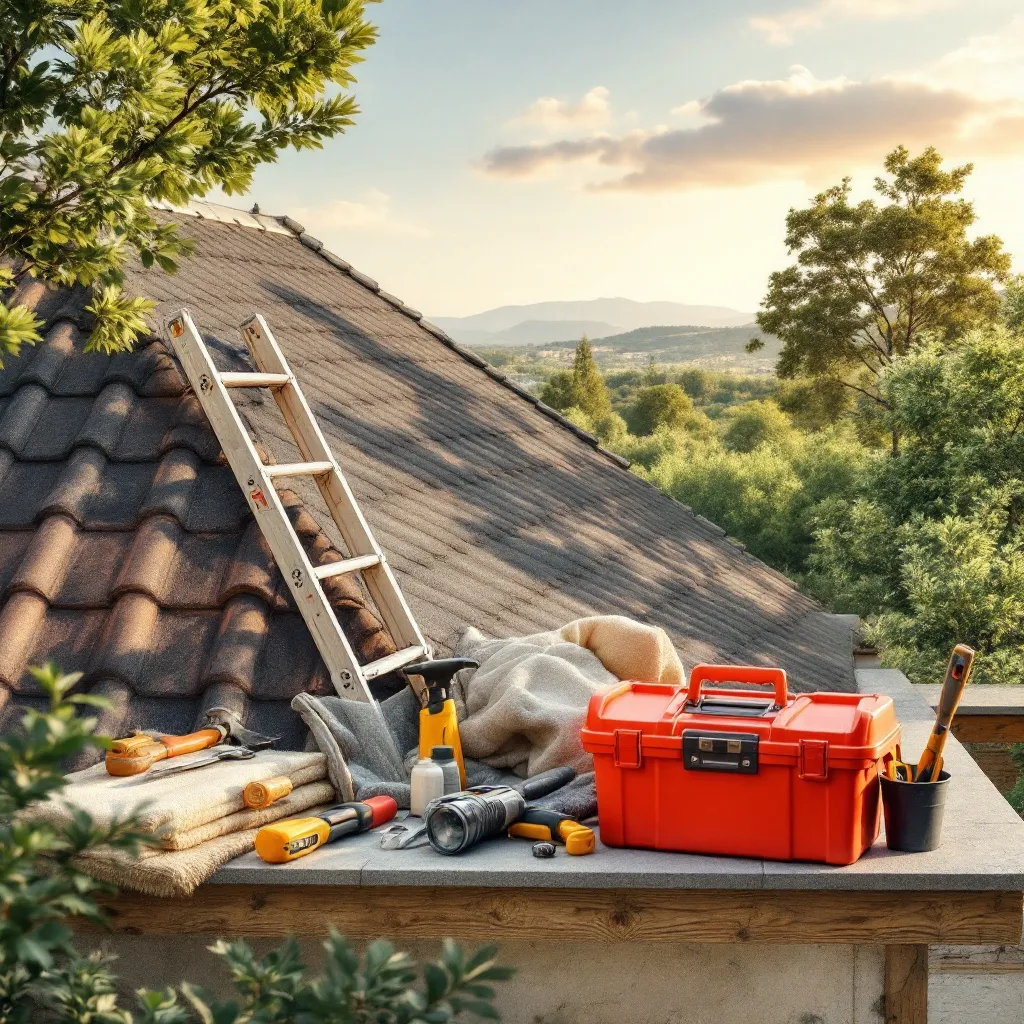 Artisan couvreur travaillant sur une toiture à Toulon