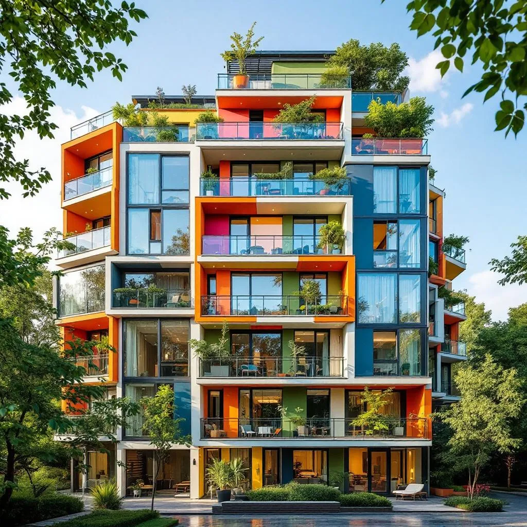 Vue sur un complexe d'appartements neufs en France