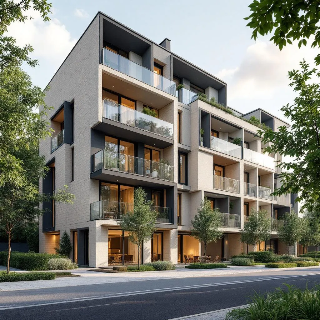 Vue d'un bâtiment neuf moderne en France, symbolisant l'achat immobilier neuf