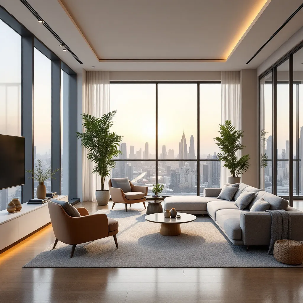 Vue panoramique des biens immobiliers à Dubaï, y compris des appartements modernes et des villas luxueuses