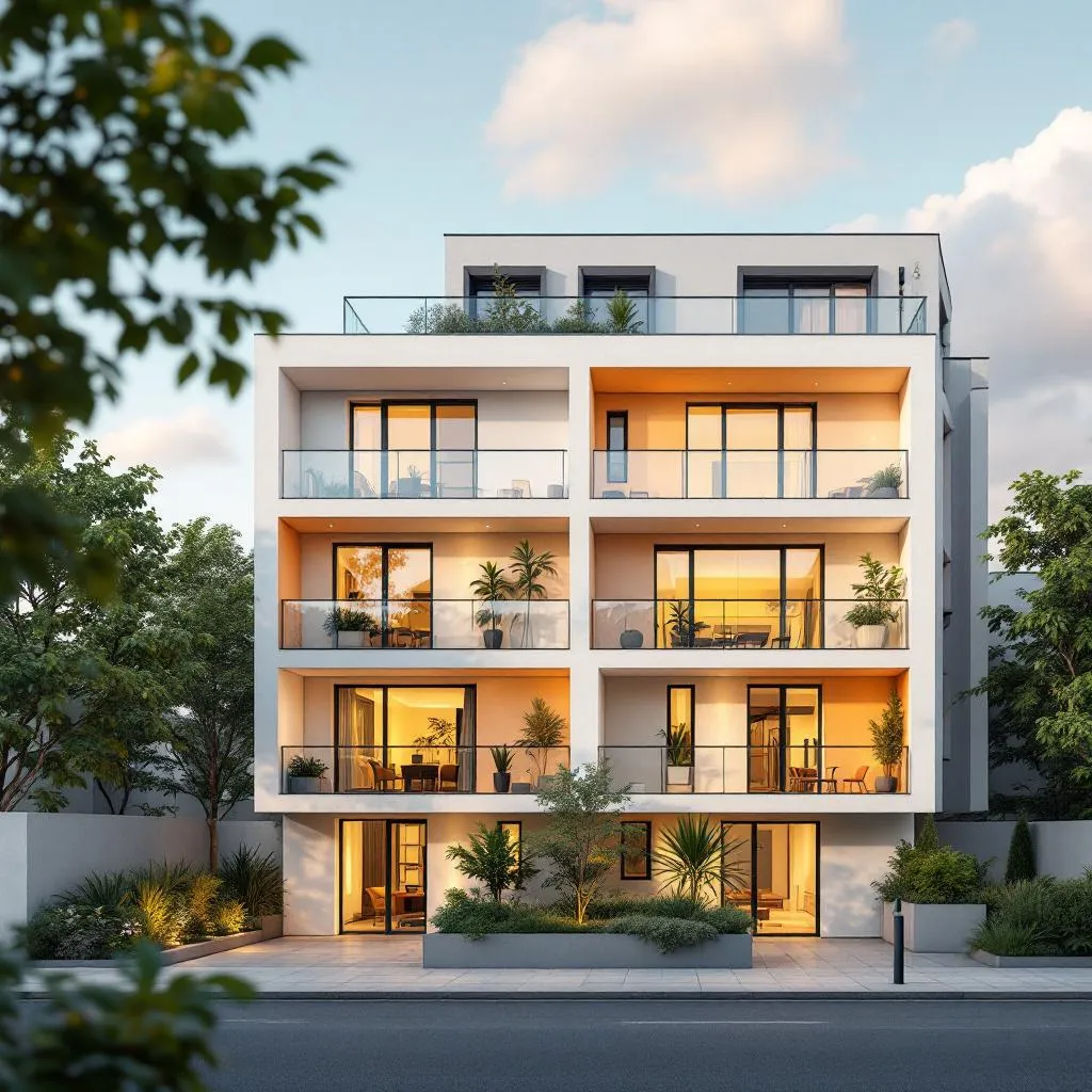 Vue d'un programme immobilier neuf moderne en France