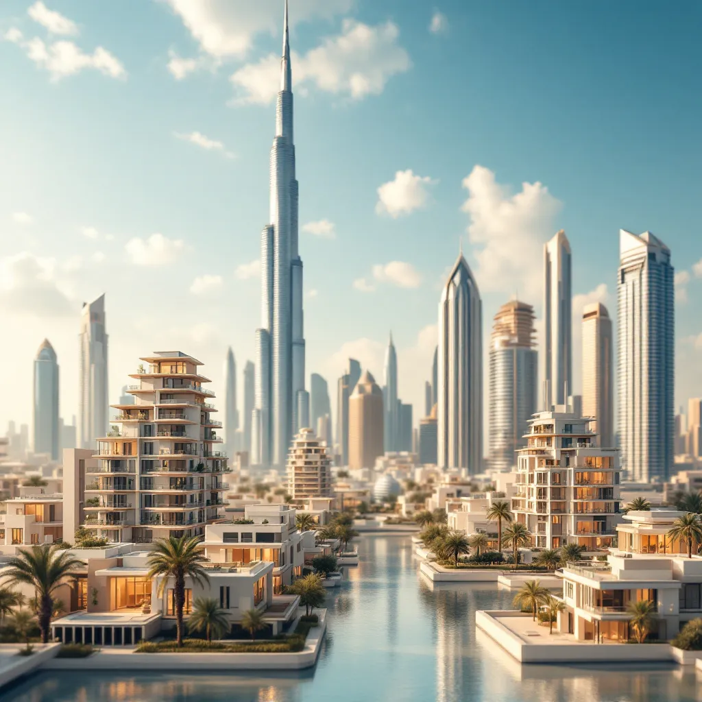 Dubai skyline with luxury apartments and villas