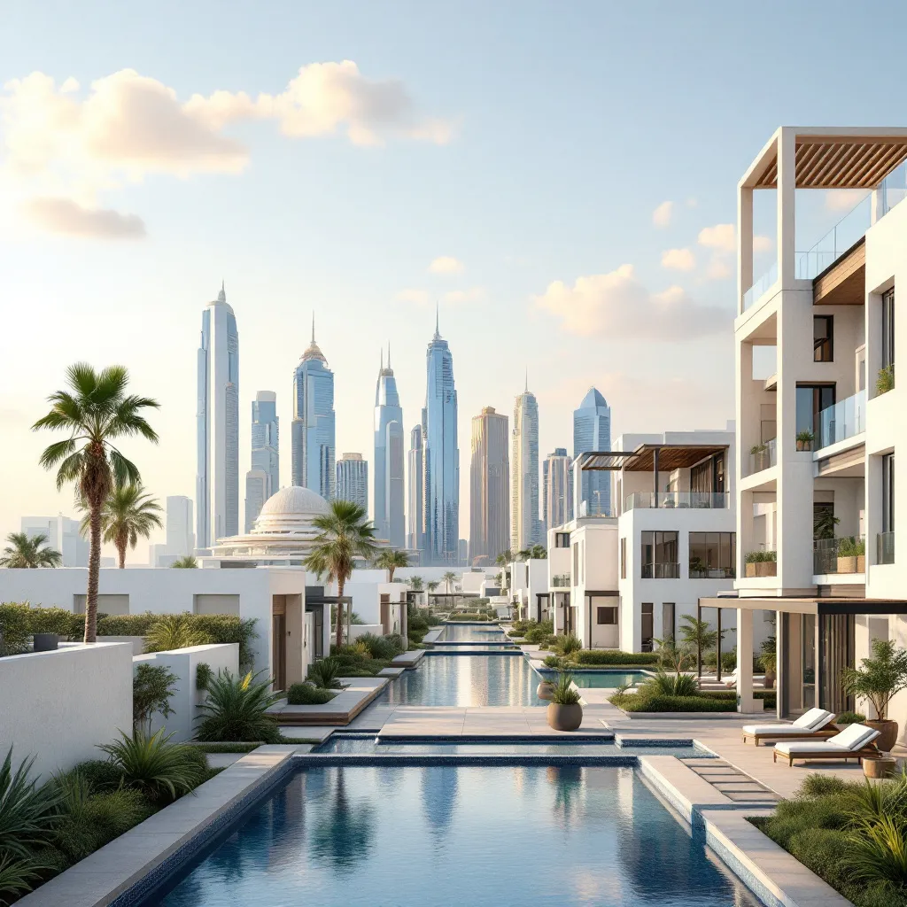 Vue aérienne de Dubaï avec des immeubles modernes