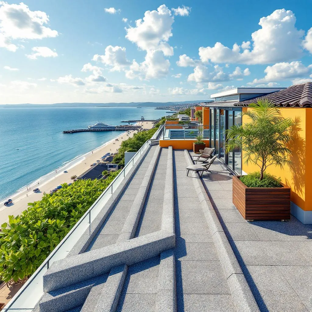 Vue aérienne d'une toiture rénovée à Nice