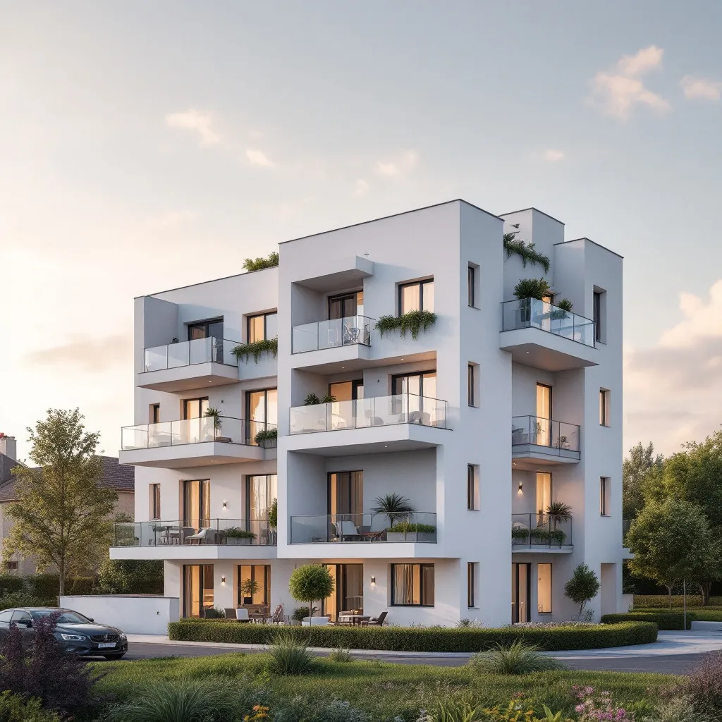 Vue aérienne de nouveaux immeubles résidentiels en France