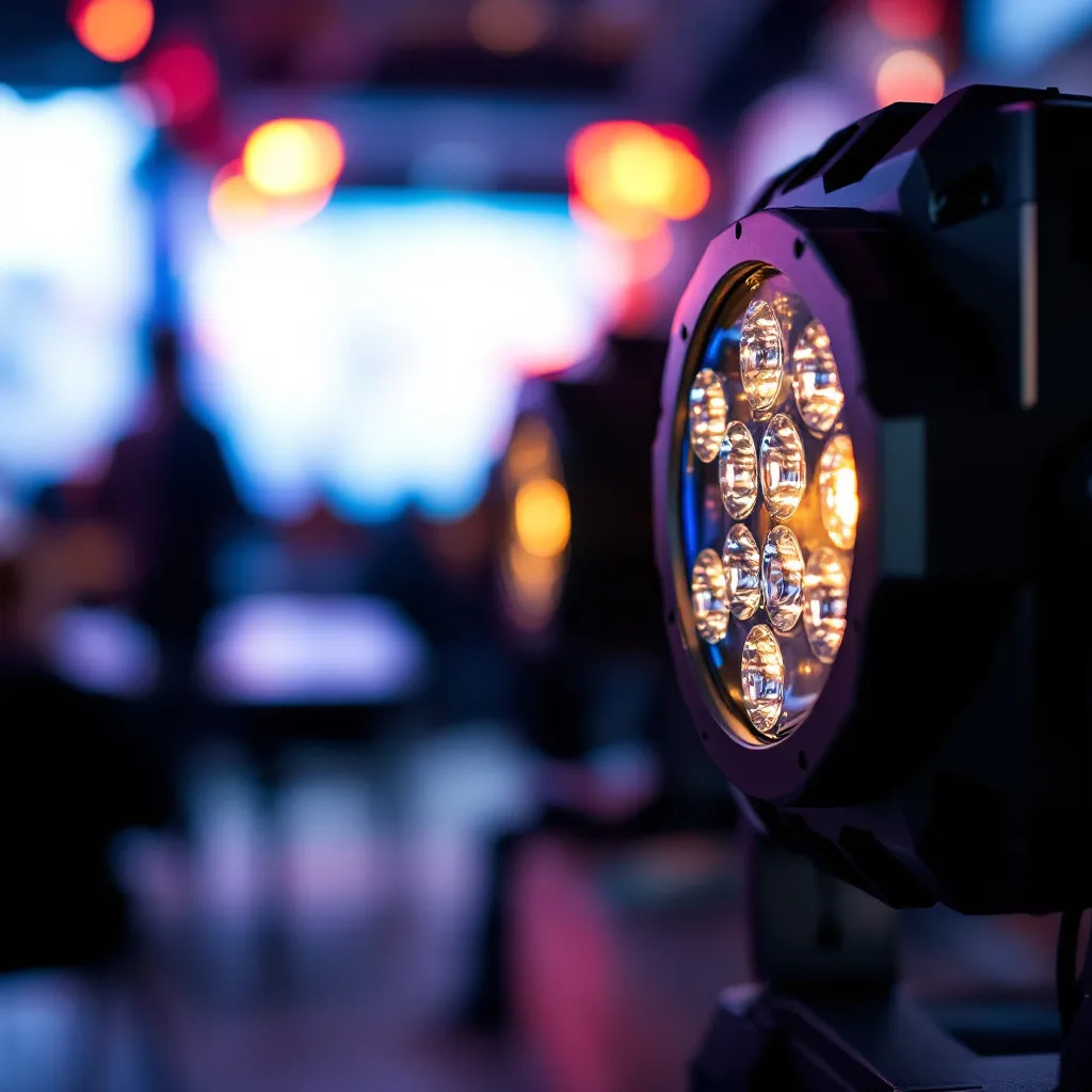 Professionnels installant du matériel audiovisuel pour un événement