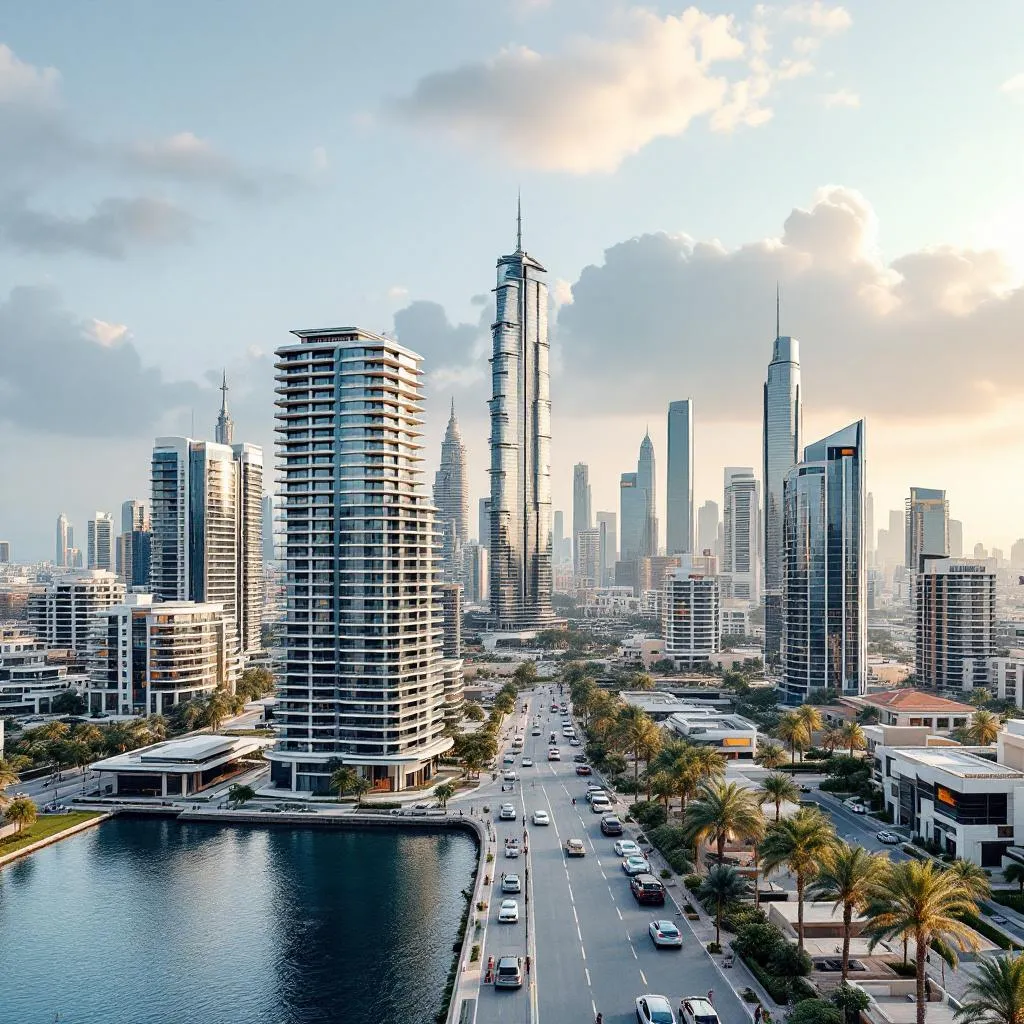 Aerial view of Dubai's skyline and real estate