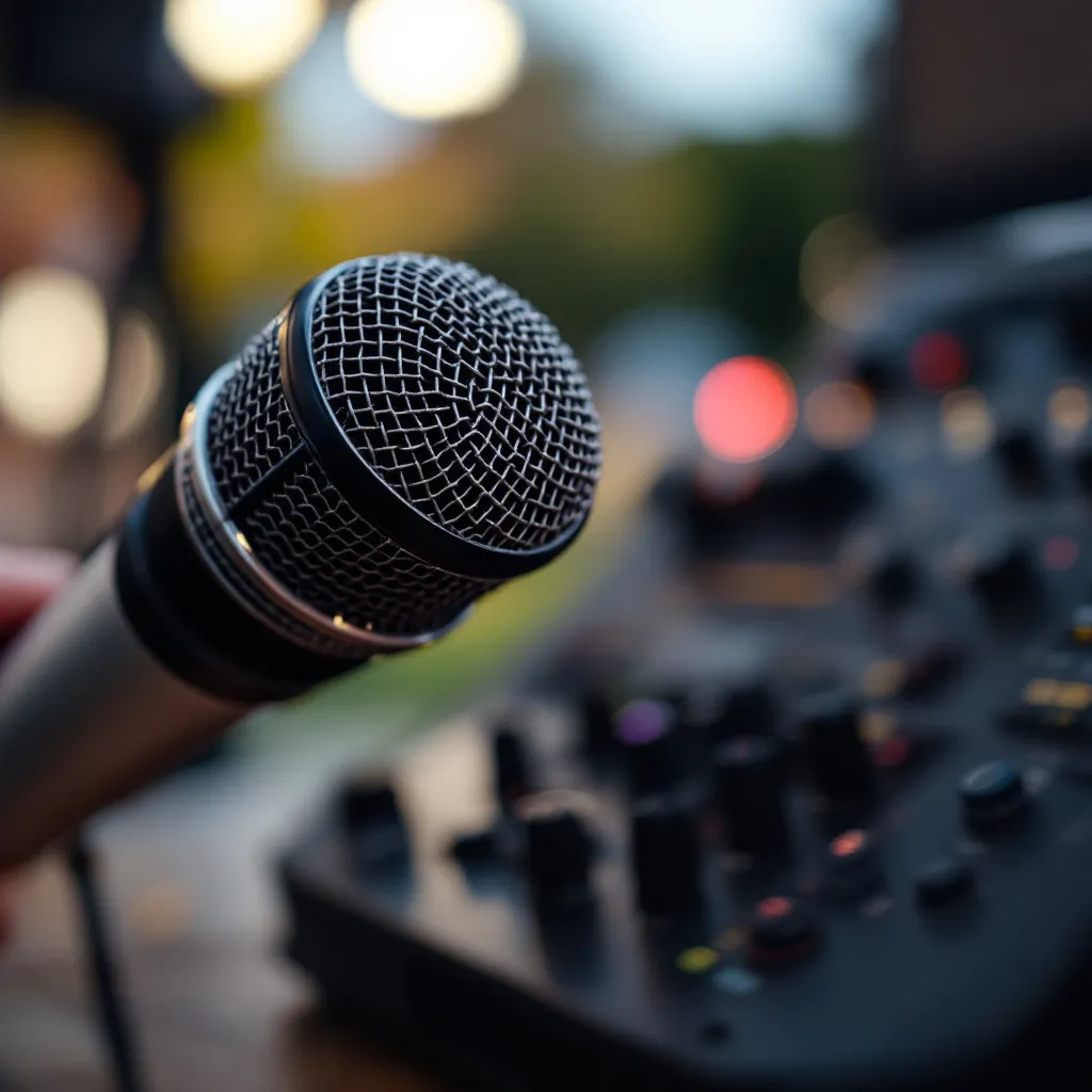 Installation d'équipements audiovisuels pour un événement en plein air