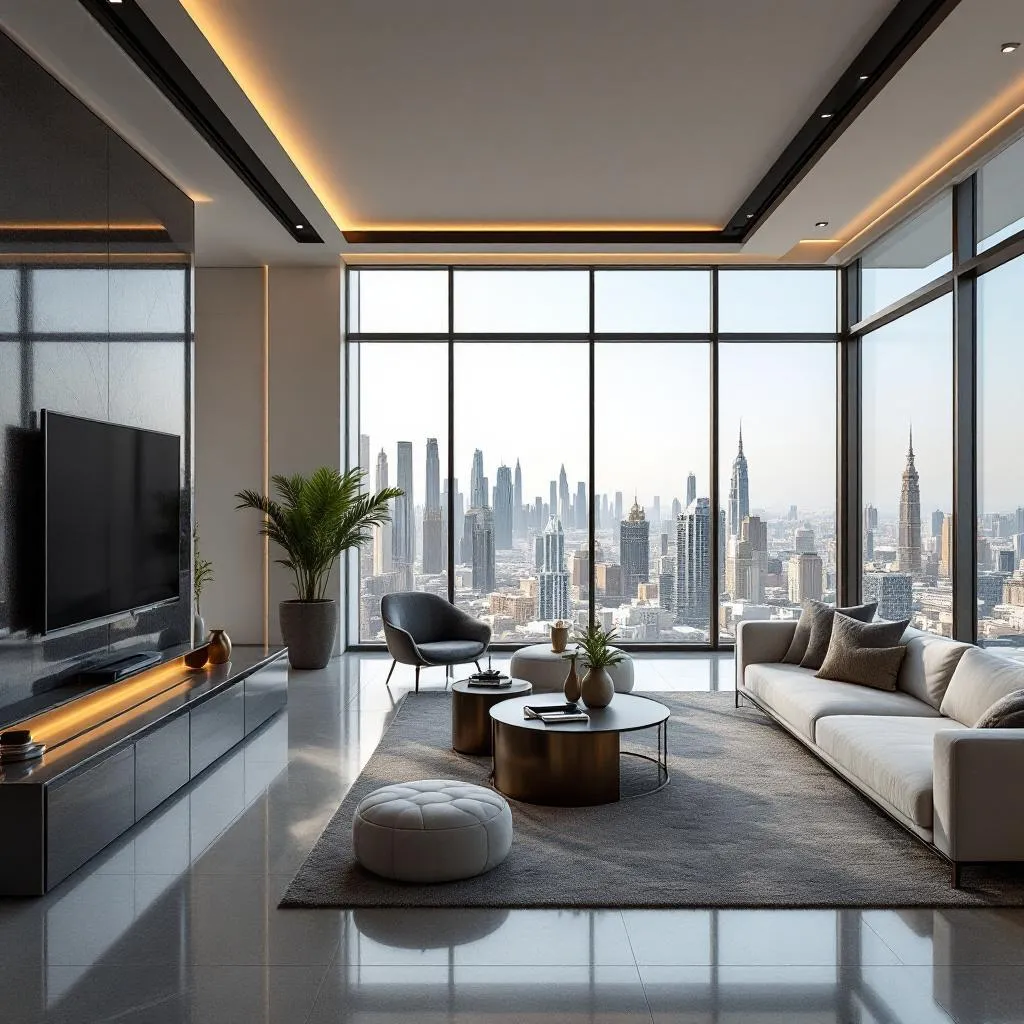 luxury penthouse view in Dubai skyline