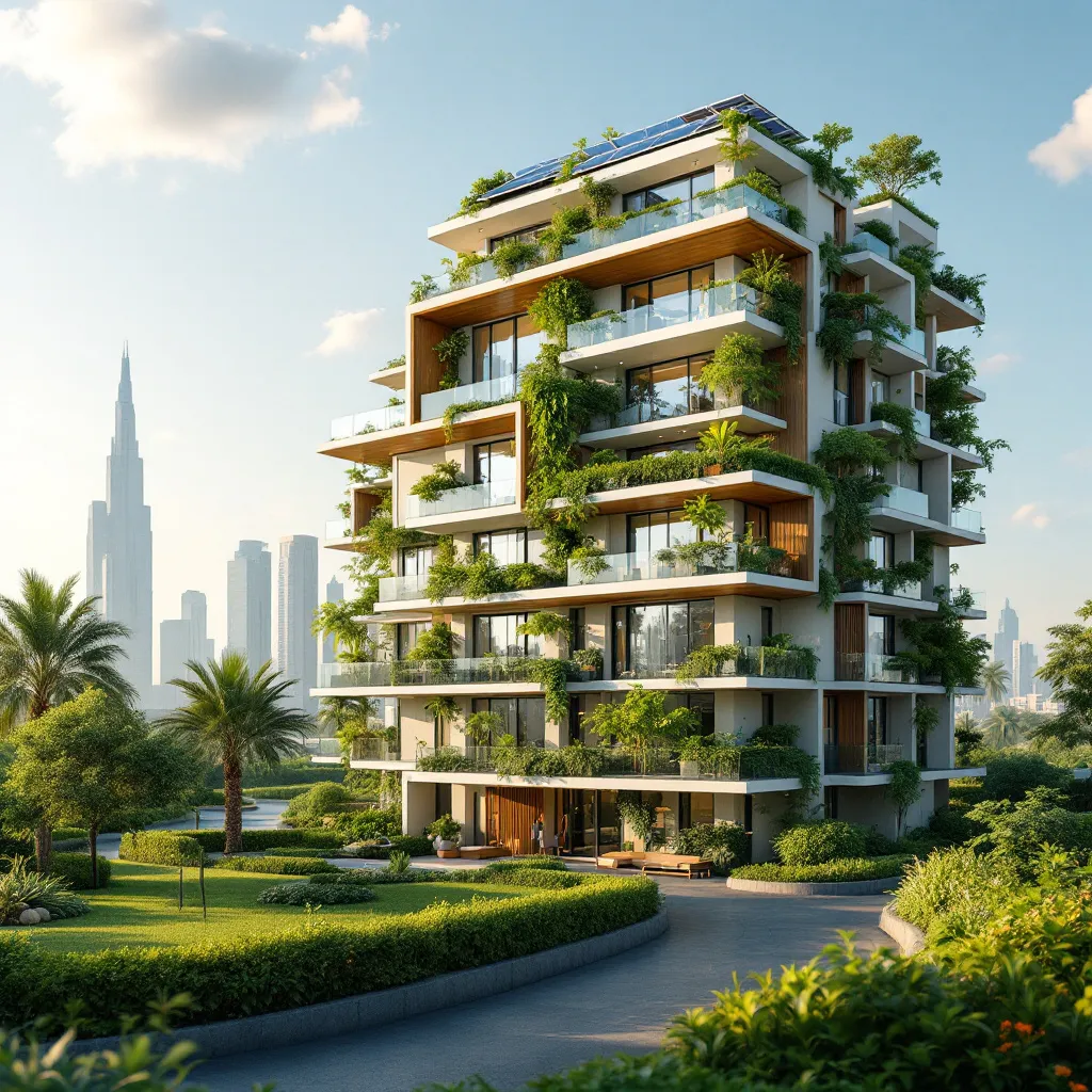 Modern green apartment complex in Dubai with sustainable architecture