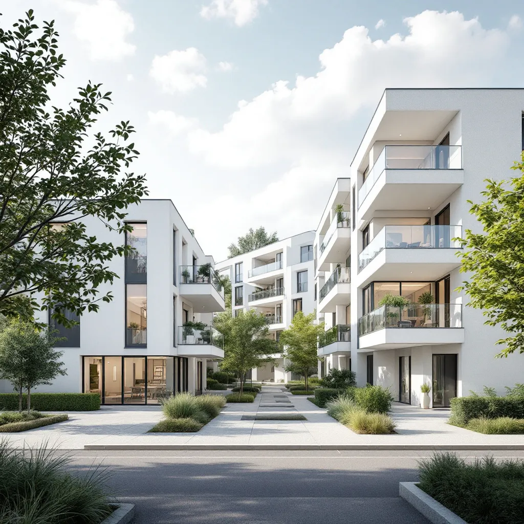 Vue d'un immeuble moderne et écologique en France