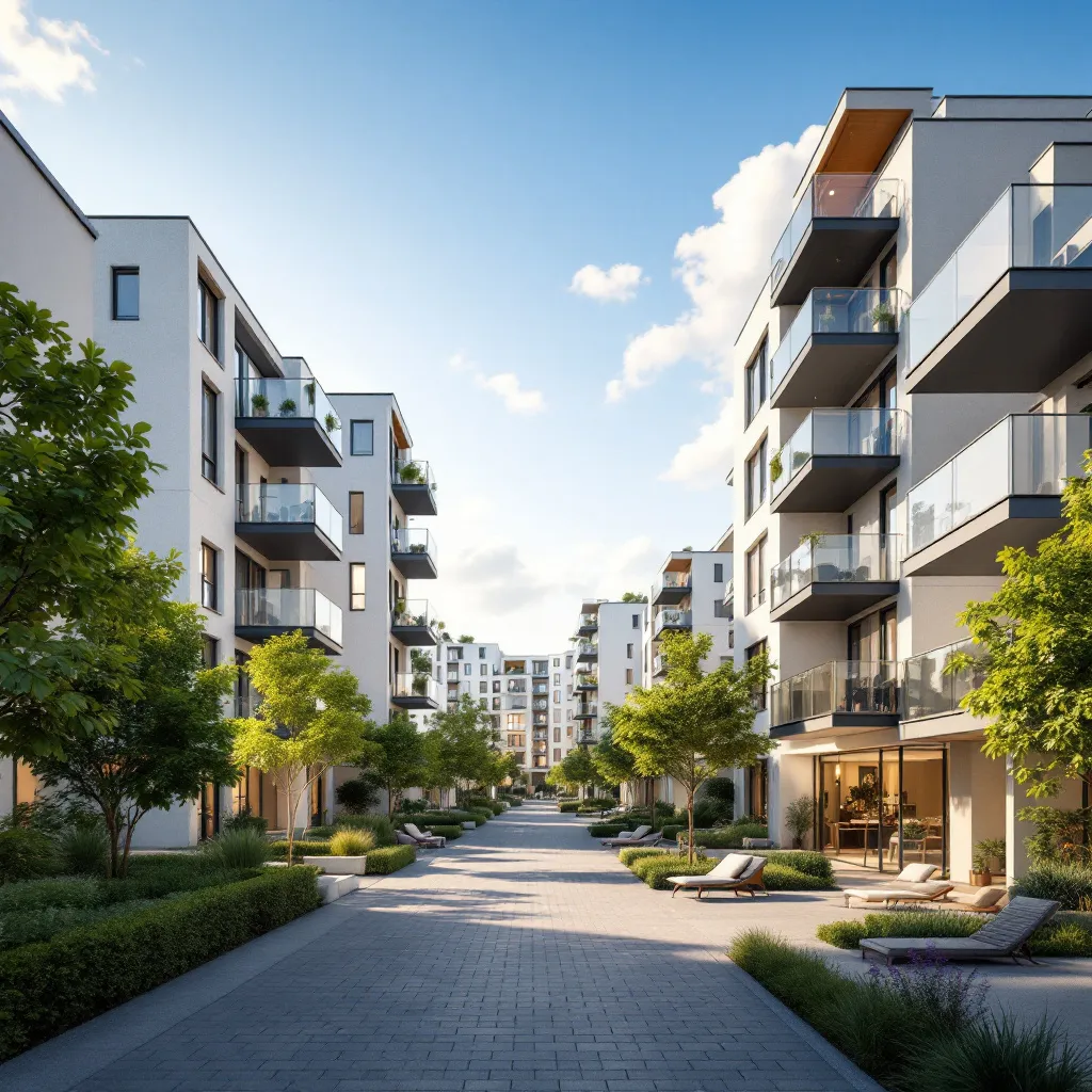Vue aérienne d'un quartier moderne avec des infrastructures récentes
