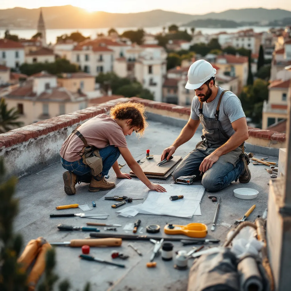 Couvreur artisan réalisant des travaux de toiture à Nice