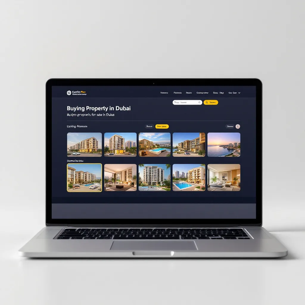 Digital real estate platform showing apartments for sale in Dubai