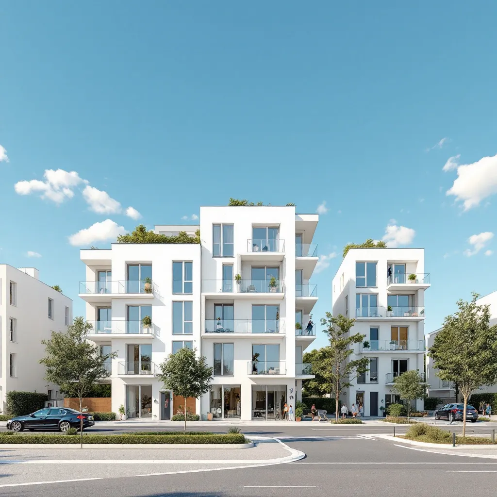 Vue aérienne d'un ensemble de logements neufs en France
