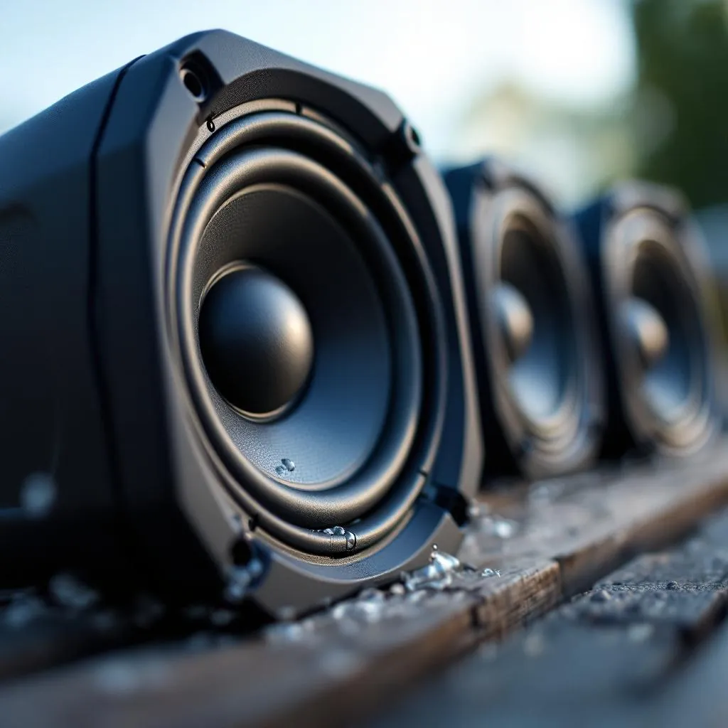 Équipe technique configurant la sonorisation pour un concert en plein air