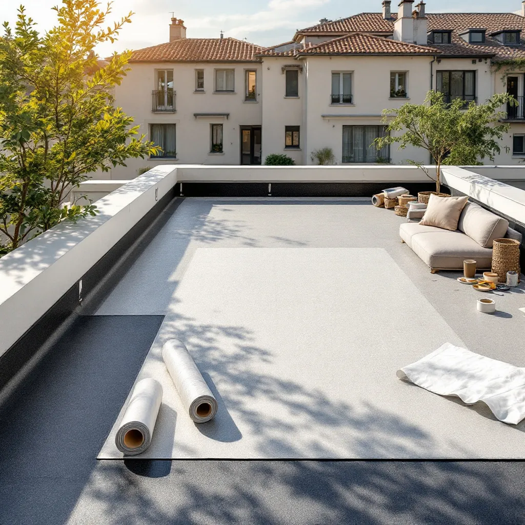 Toit-terrasse étanche à Toulon sous un ciel bleu