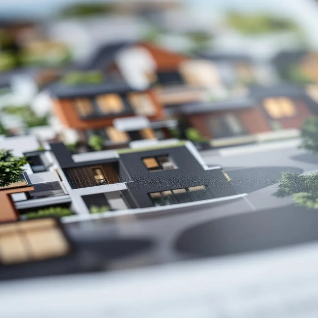 Exemple d'un programme immobilier neuf en milieu urbain avec espaces verts